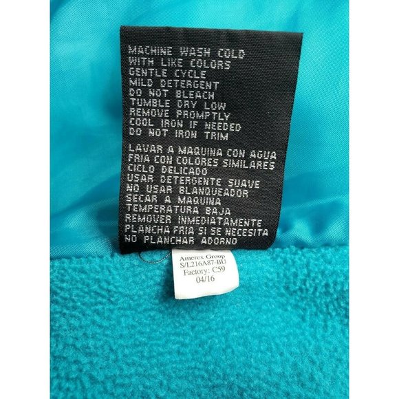 London Fog Girls Gray With Teal Trim Diamond Embroidered Hooded Jacket Small 7/8 - Picture 9 of 12